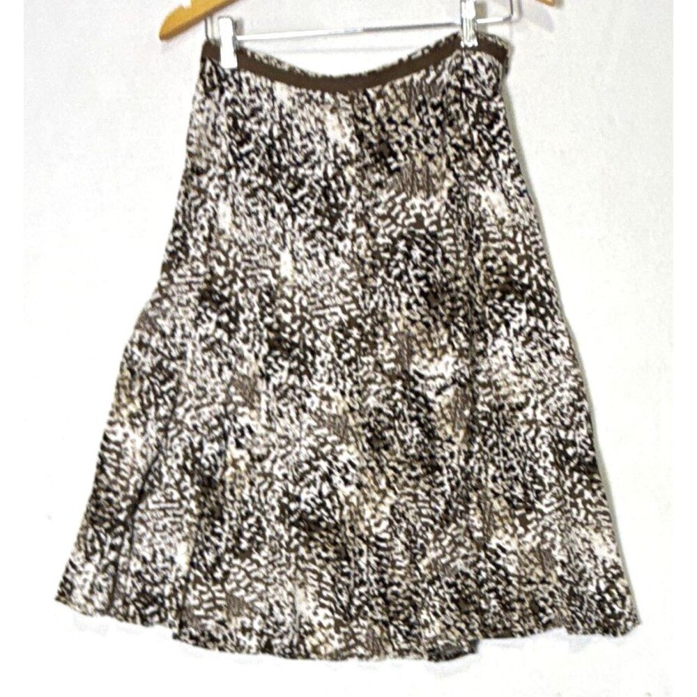 Christopher & Banks Sz 6 Abstract Pleated A-Line Midi Skirt Side Zip Artsy Boho